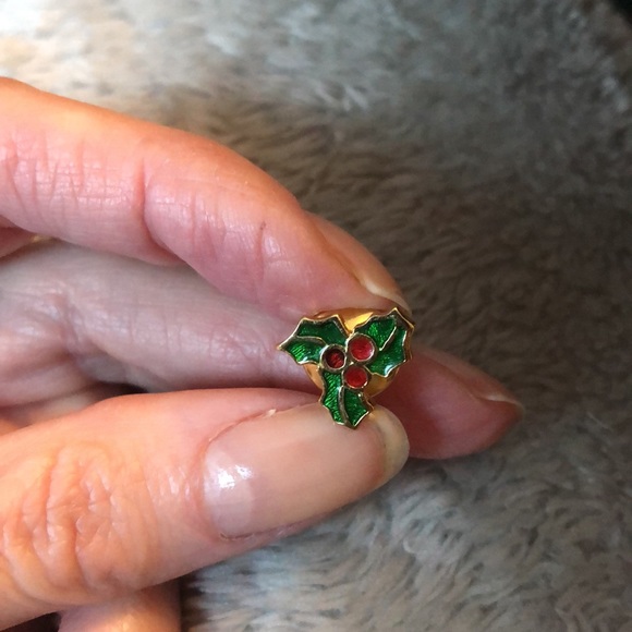 Bundle of Gold Colored Christmas Pins : Holly, Reindeer & Tree - Picture 4 of 15